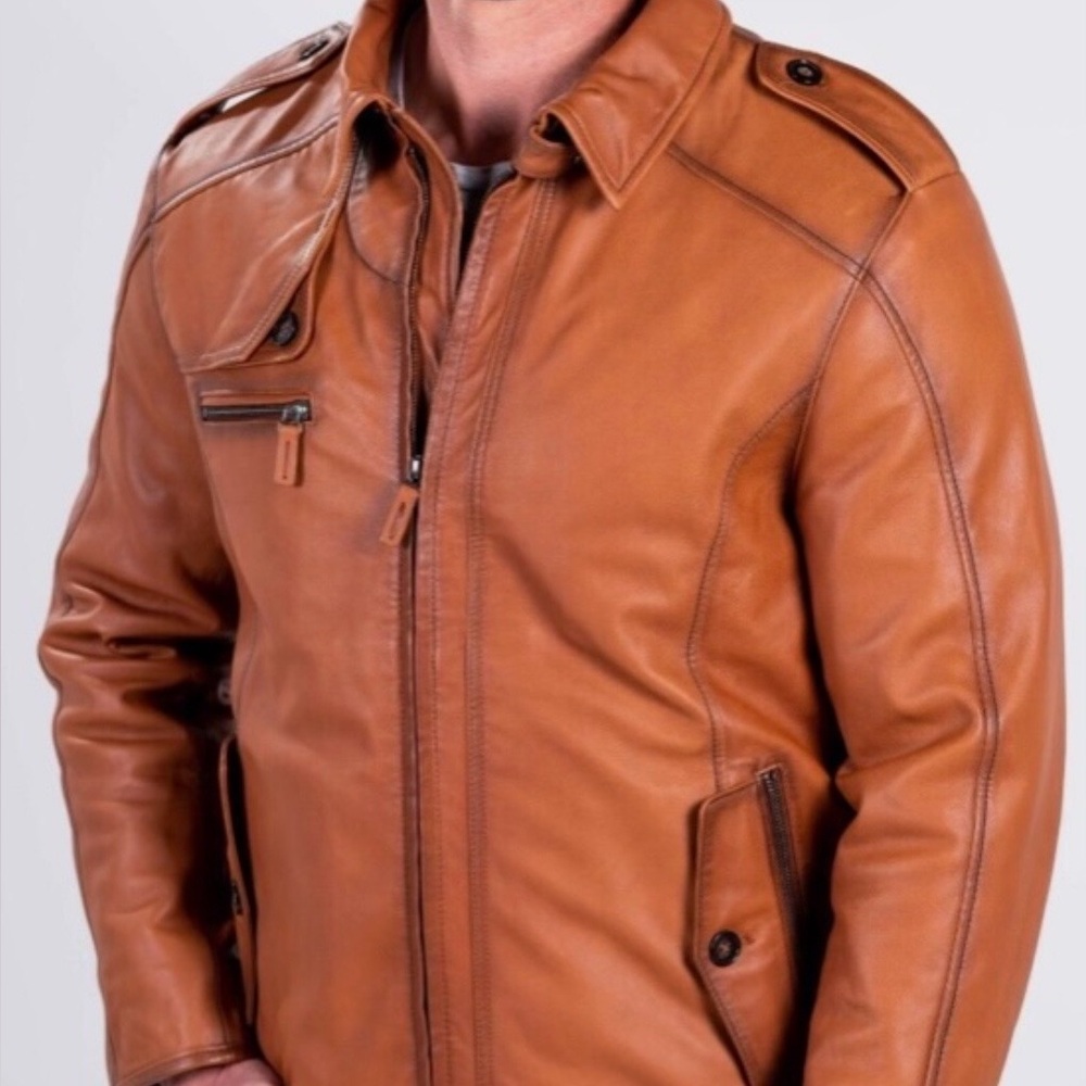 Men's Leather Comstock Aviator Jacket with Zip Front